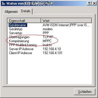 Windows 2000 MPPC Komprimierung
